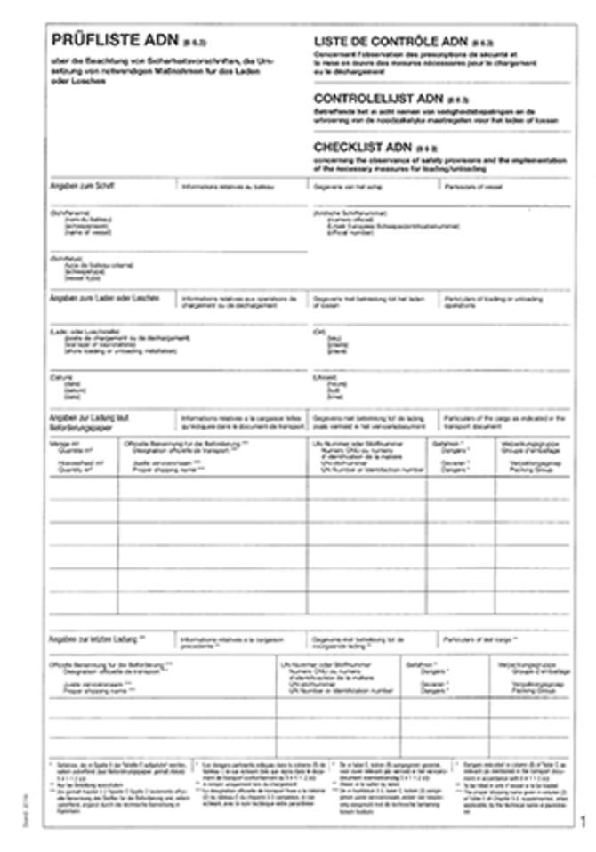 Prüfliste nach ADN 8.6.3