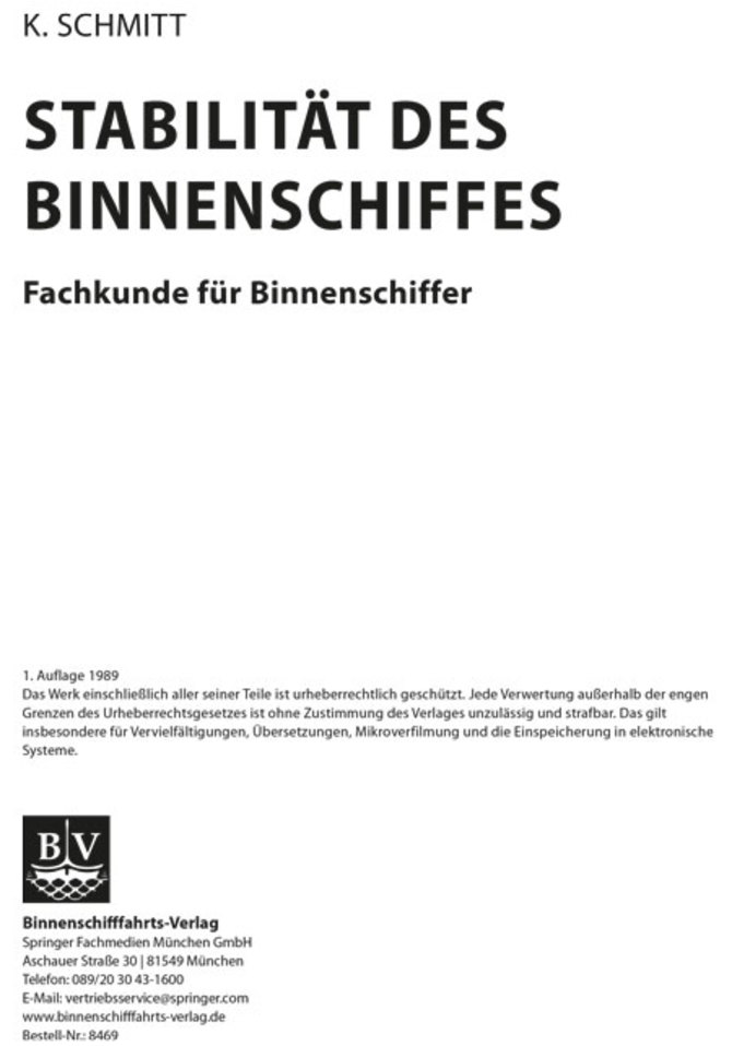 Stabilität des Binnenschiffes