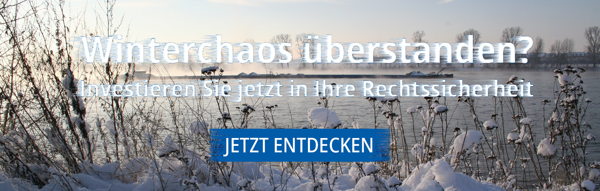 Binnenschiff in Winterlandschaft - zur Seite Jetzt entdecken